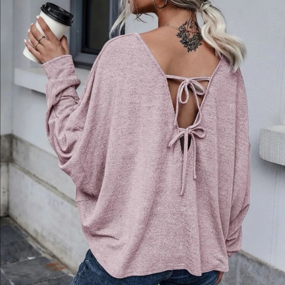 Avery Reigns Tops - Casual Tie Back Drop Shoulder Tee